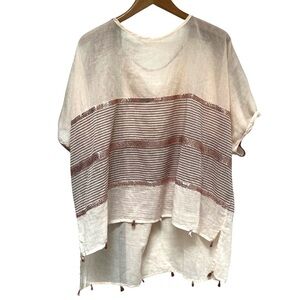 Lula Soul Striped Cotton Swim Cover-up Pink Beach Lagenlook Boho Resortwear Sz L